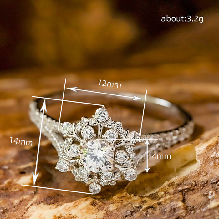 Snowflake inlaid wedding ring light luxury fashion commemorative gift ring