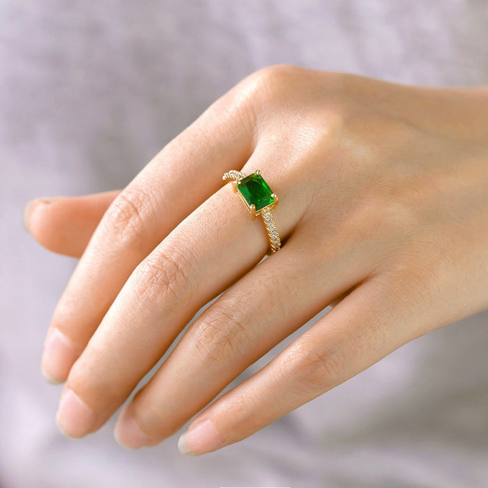 Wholesale emerald zircon diamond-set open rings