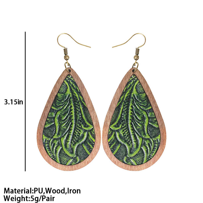 Wooden leaf earrings