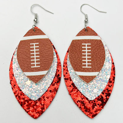 Sports Team Color Earrings with Cheerleading, Football, Baseball, and Softball Design