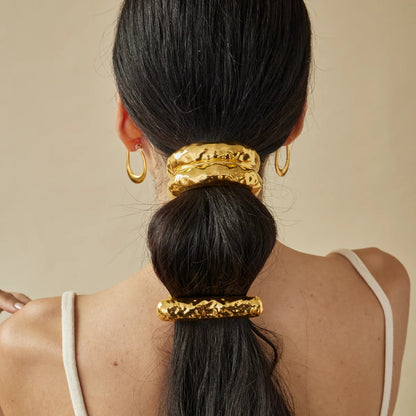 18K Gold Plated Stainless Steel Hair Tie - High-End U-Shaped Elastic Band for Ponytails