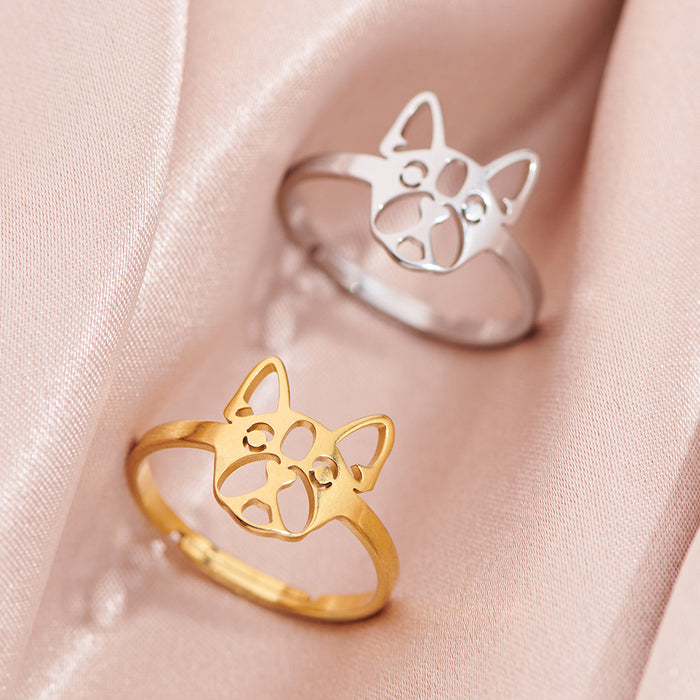 European and American INS style small animal rings, light luxury stainless steel cat and dog open rings wholesale