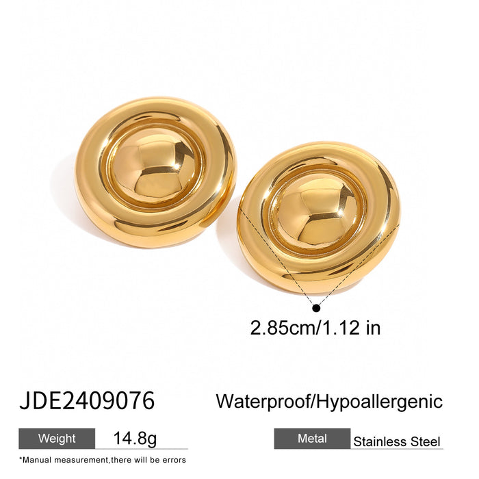 Stainless Steel 18K Gold Retro Simple Circle Earrings