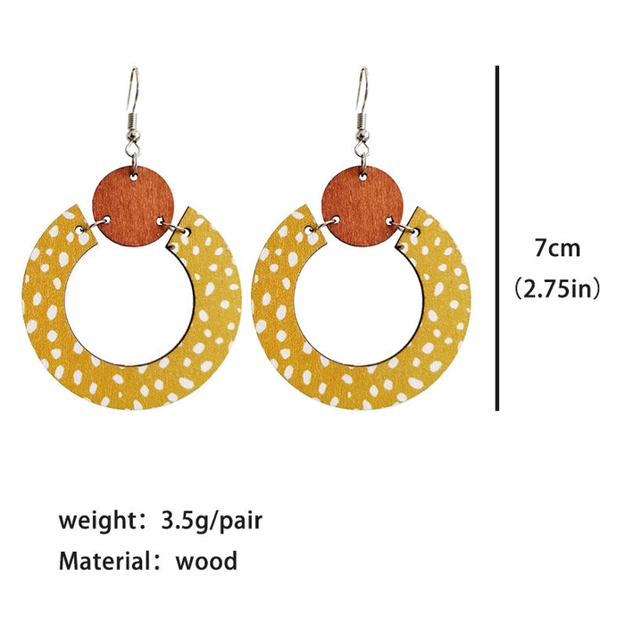 Wooden leopard print earrings