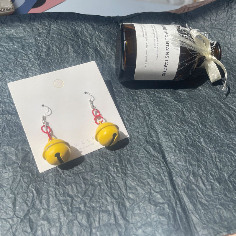 Metal bell earrings S925 silver needle color spray paint cute earrings