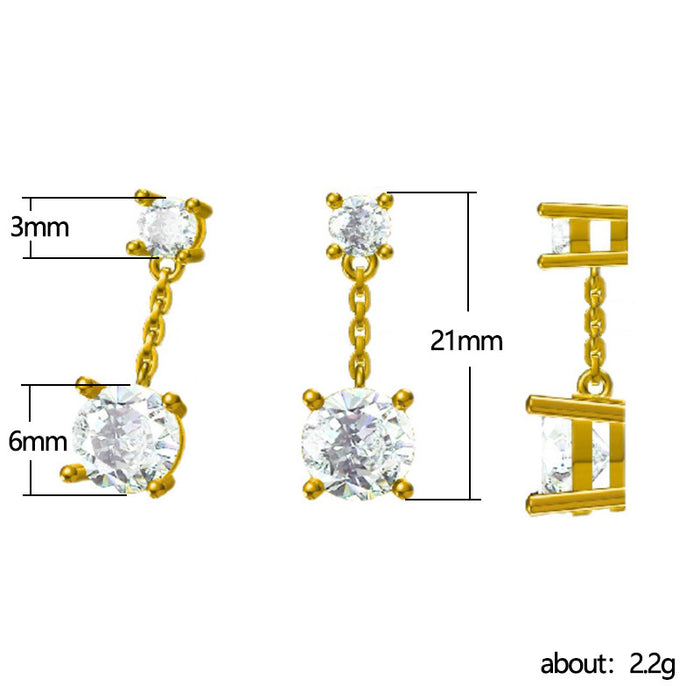 Pendientes largos de borlas geométricas con circonitas, joyería de moda