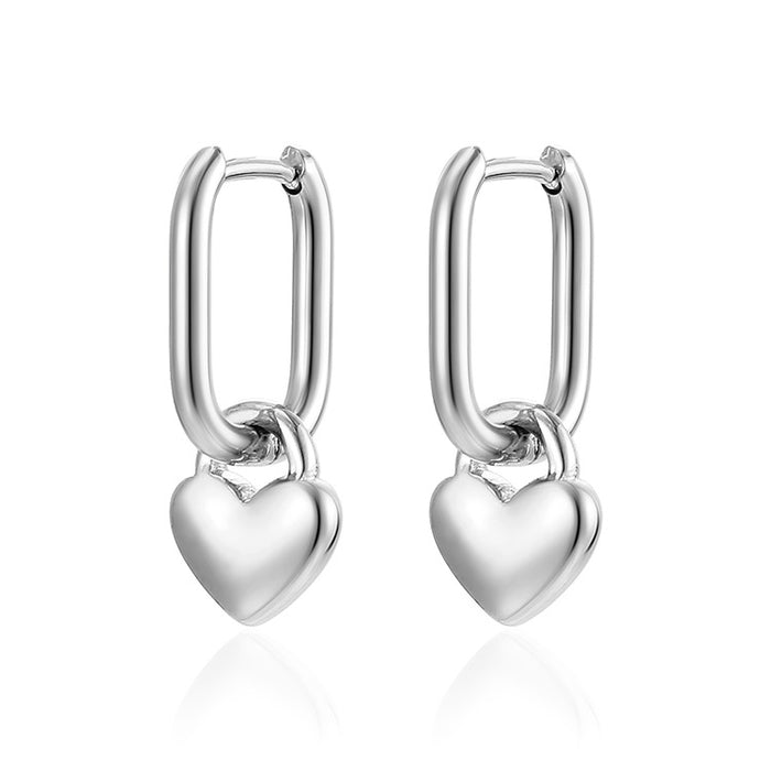 Heart Pendant Earrings Stainless Steel Geometric Titanium Steel Heart Earrings