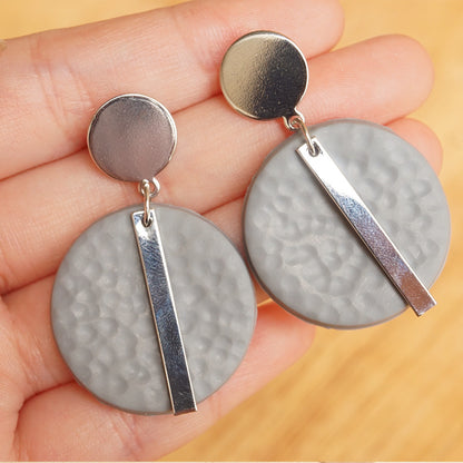 Handmade Geometric Metal Clay Earrings - High-End Minimalist Statement Jewelry