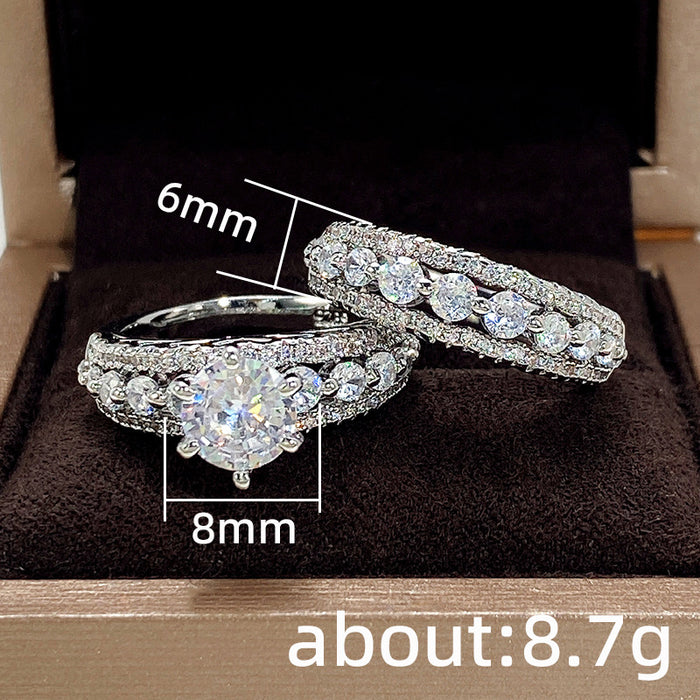 Women's zircon birthday gift couple ring