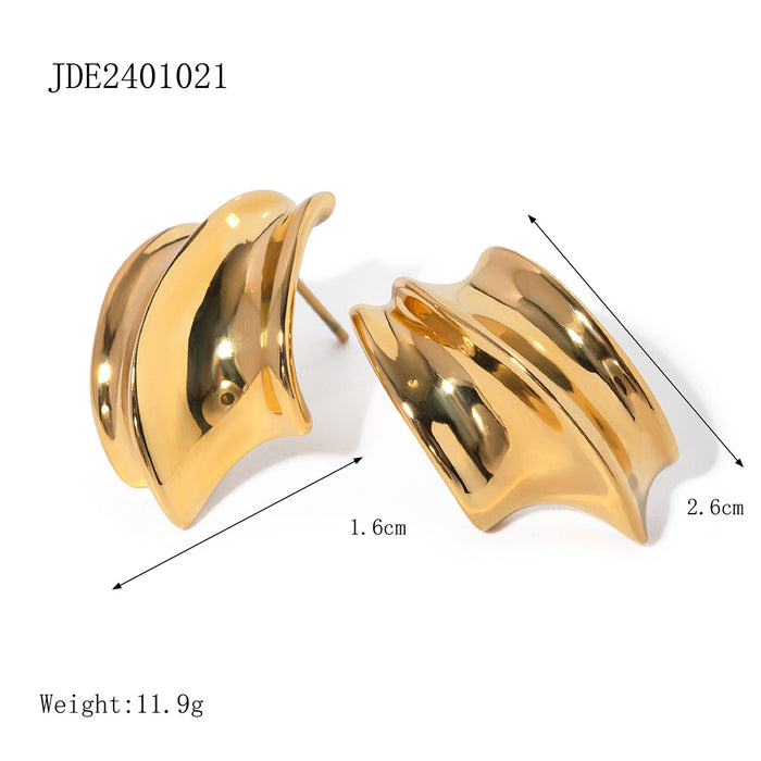 INS New 18K Gold Stainless Steel Irregular Earrings - Minimalist Titanium Steel Studs