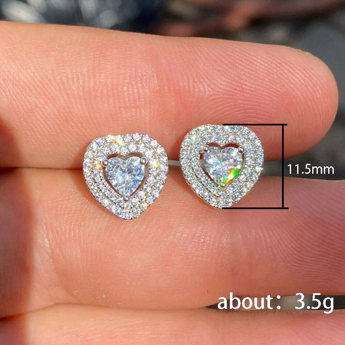 Korean style temperament mini heart-shaped earrings exquisite and small autumn and winter all-match earrings - wallojewerly 