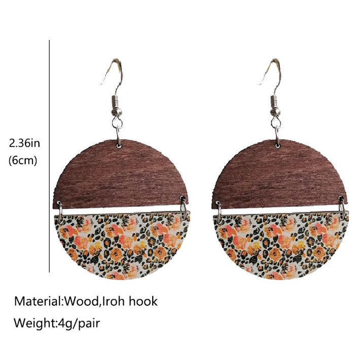 Wooden semicircular earrings