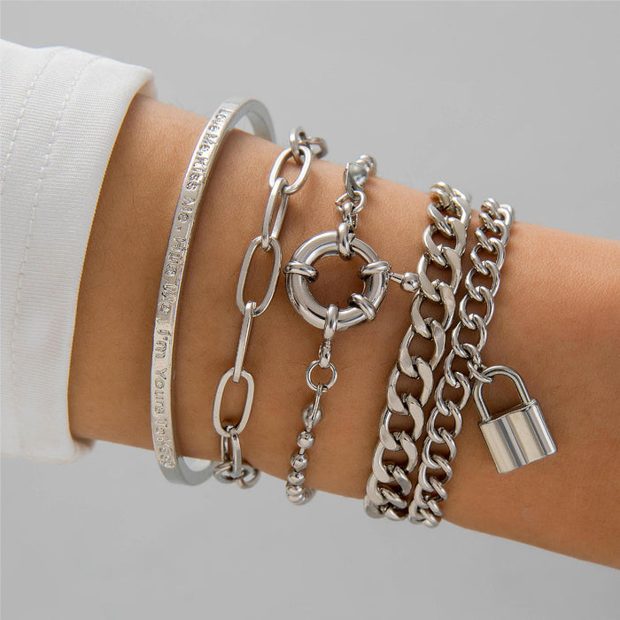 Street Style Heart Bracelet Set – Chunky Twist Chain Jewelry