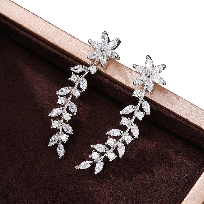 Diamond flower earrings