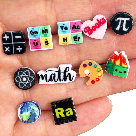 Back-to-School Earrings with Math, Science, and Reading Designs