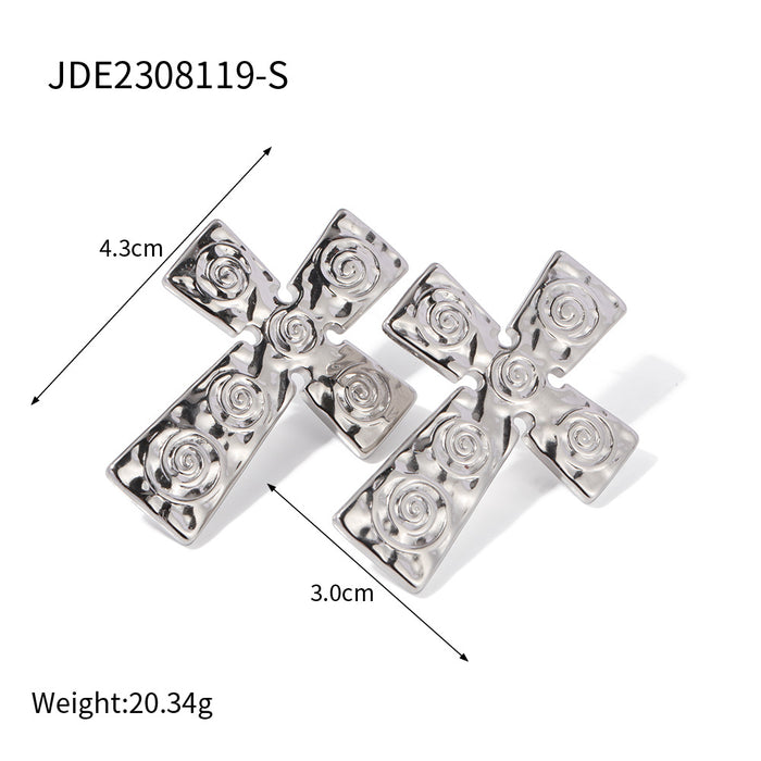 Stainless Steel Cross Pendant Necklace Clavicle Chain Earrings Titanium Steel