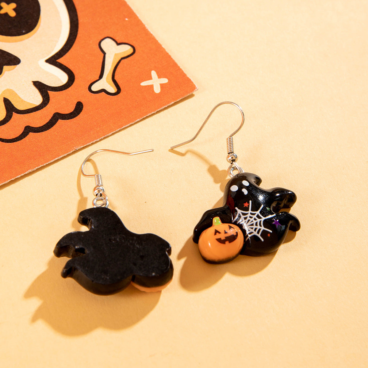 Halloween fun pumpkin spider web earrings dark ghost oil drop earrings earrings for women