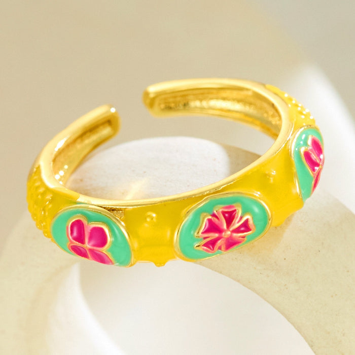 Wholesale dripping four-leaf clover open rings