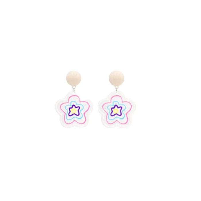 Colorful acrylic earrings Korean version dog flower earrings