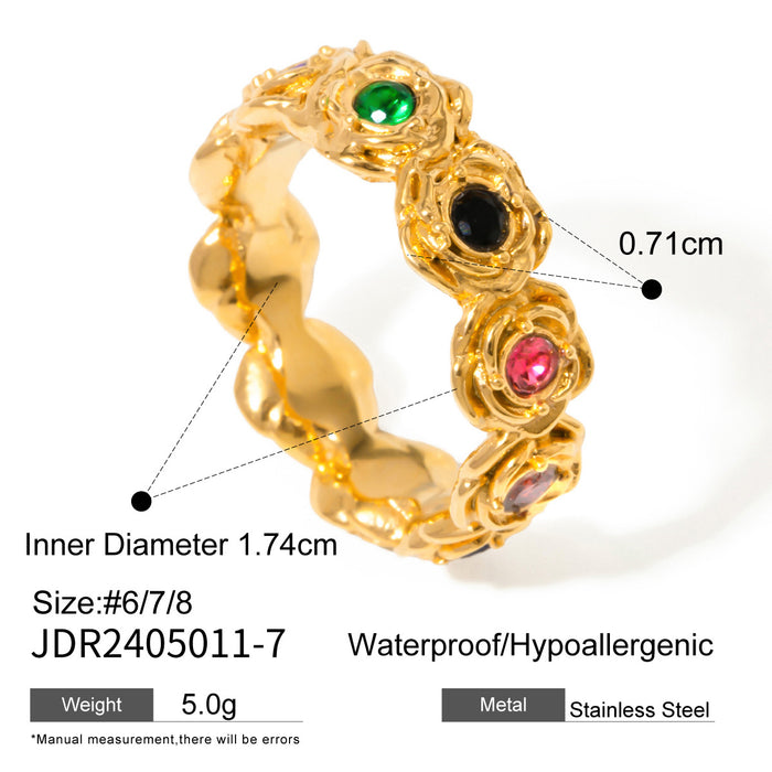 Anillo de serpiente con lapislázuli en acero inoxidable y oro de 18 quilates: estilo europeo