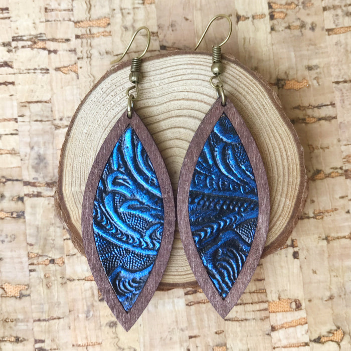 Wooden leaf earrings