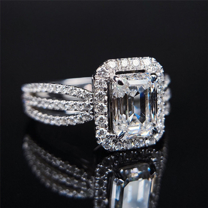 Geometric zircon ring for women individually packaged ring
