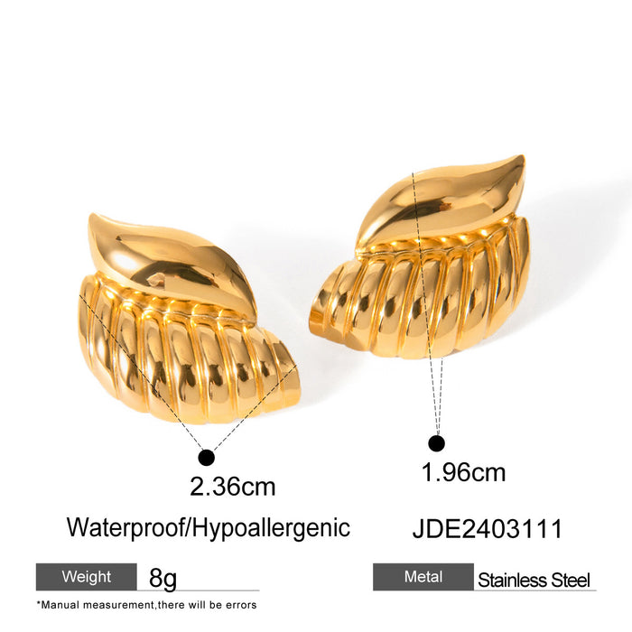 Pendientes de gota de agua con rosca de acero inoxidable bañados en oro de 18 quilates: joyería de diseño minimalista de alta gama