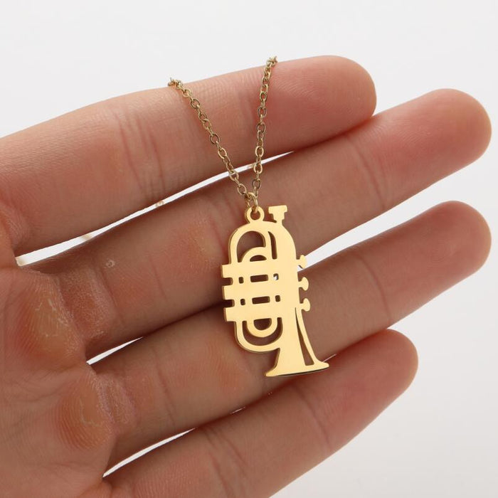 Music Note and Accordion Pendant Necklace - Elegant and Stylish Jewelry