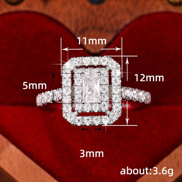 Rectangular hollow ring exaggerated classic jewelry