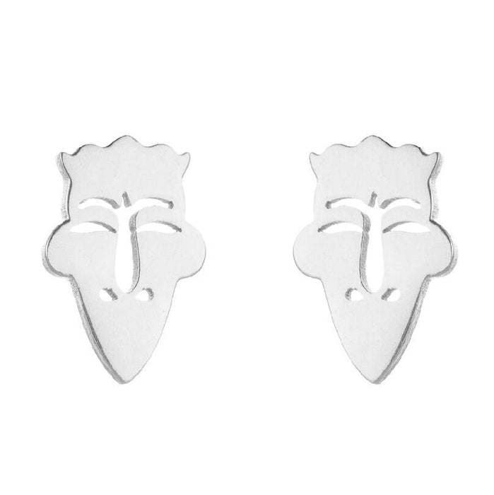 Vintage Long Nose Face Stainless Steel Earrings - Stylish Cartoon Jewelry for Women
