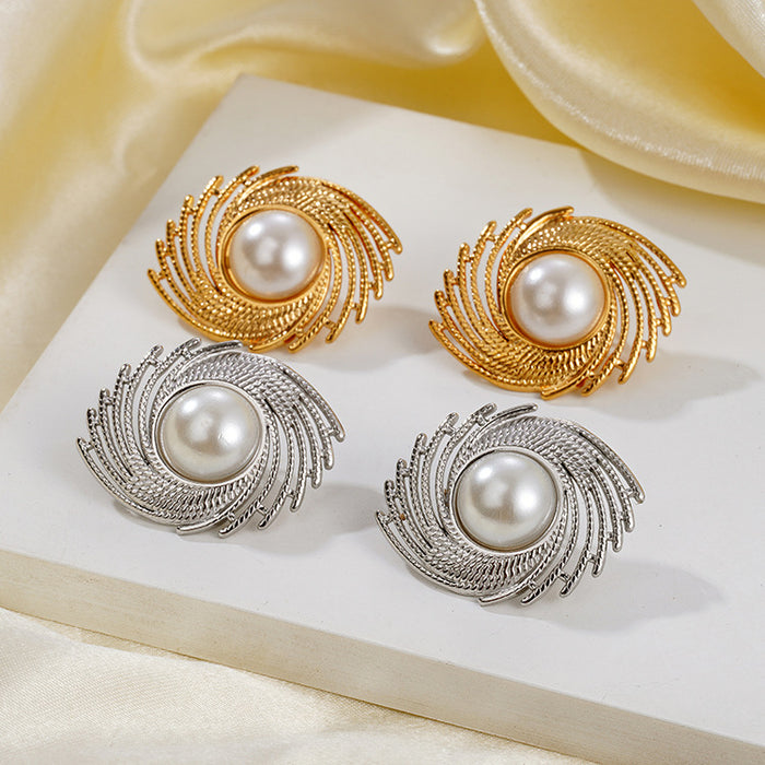 Exaggerated pearl earrings, light luxury women's whirlwind earring design