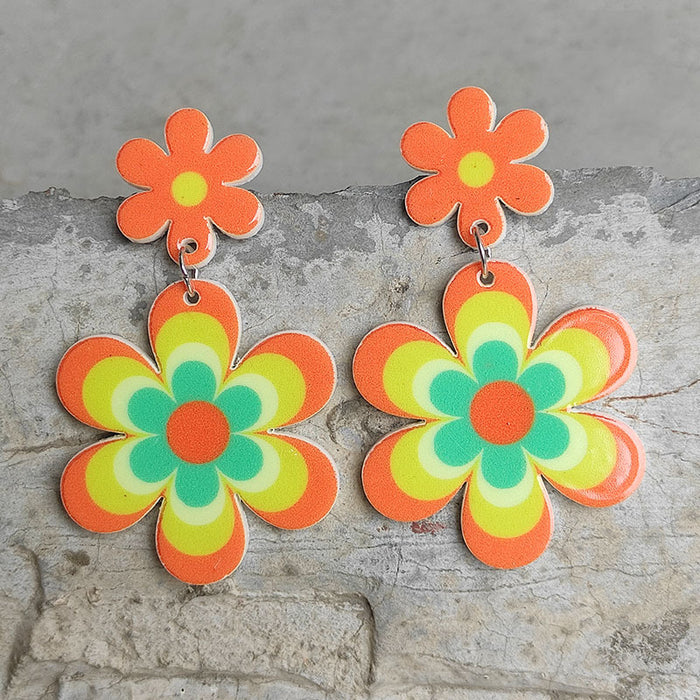 Multi-colored flower acrylic earrings