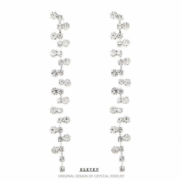 Korean Long Rhinestone Earrings - Delicate and Simple Statement Jewelry