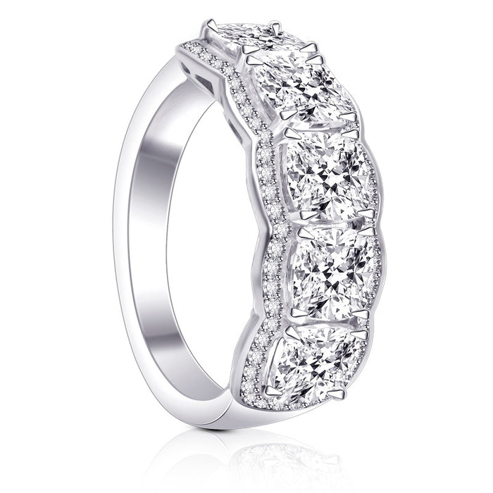 Geometric zircon ring for women, engagement and bride matching