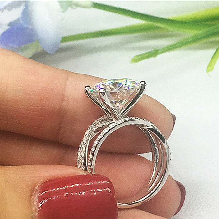 Anillo de mujer con cruz de circonita de cuatro garras, regalo del día de San Valentín chino