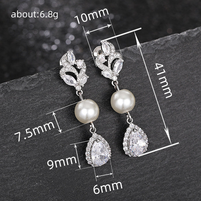 Imitation pearl earrings for women palace style water drop earrings elegant earrings - wallojewerly 