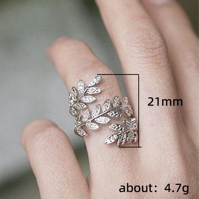 Simple snake flower cluster ring, floral leaf wheat ear ring