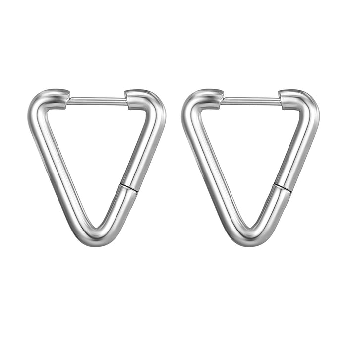 Round wire triangle stainless steel earrings unisex titanium steel earrings