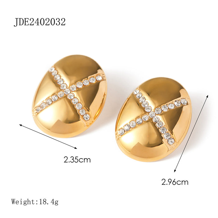 18K Gold Stainless Steel Geometric Earrings - Gradient Gold Color Design Jewelry