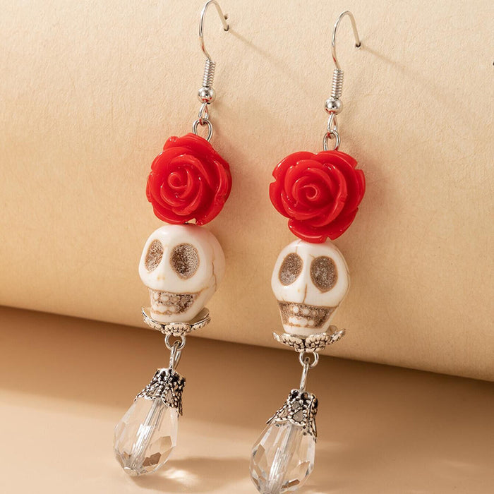 Halloween skull ear hook spray paint bow earrings