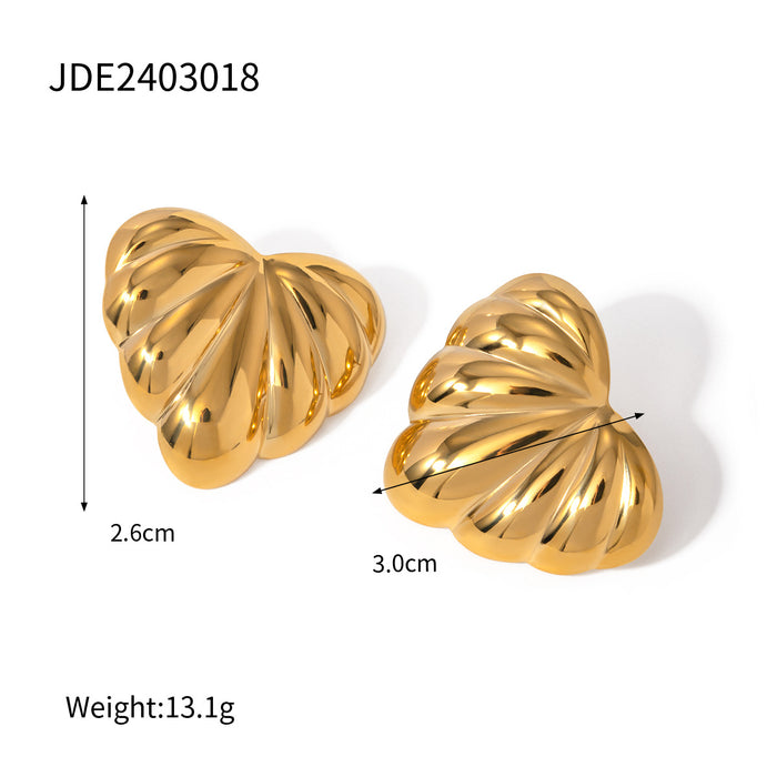 Pendientes de acero inoxidable con forma de corazón en oro de 18 quilates de Cross-Border: diseño de croissant grueso