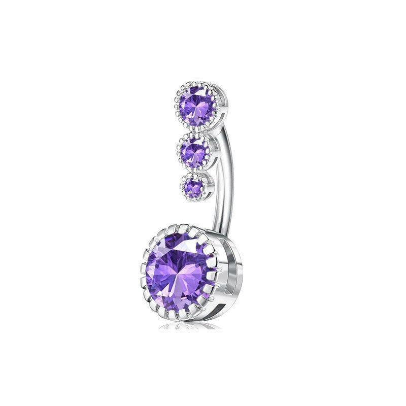 Purple Stainless Steel Butterfly Curved Barbells for Navel - wallojewerly 