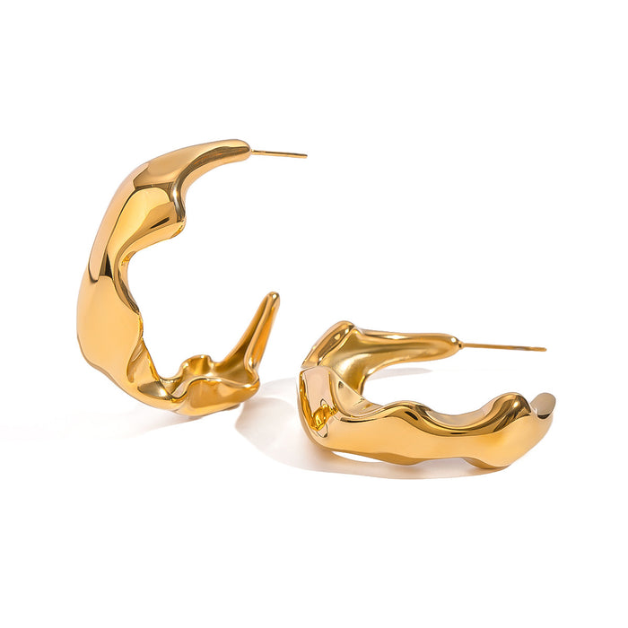 Stainless steel double C earrings 18K gold earrings