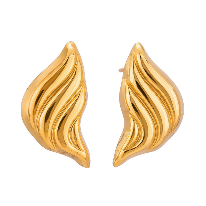 18K Gold Stainless Steel Earrings - Electroplated Titanium Steel Teardrop Design Jewelry