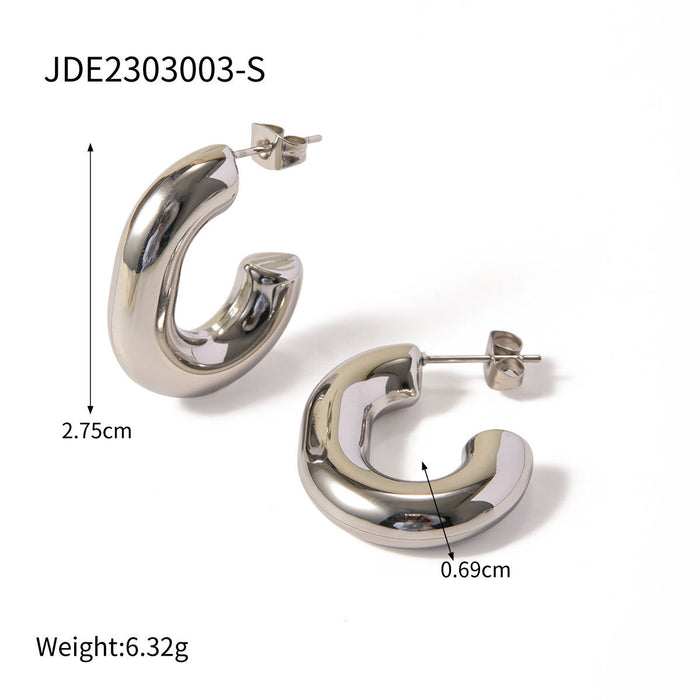 Pendientes de aro roscados de acero inoxidable en oro de 18 quilates para primavera/verano 2024: joyería de alta gama para mujer