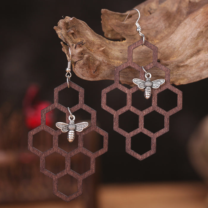 Wooden hollow butterfly earrings