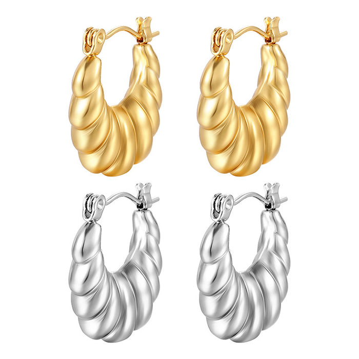 Light luxury hollow earrings stainless steel bamboo earrings