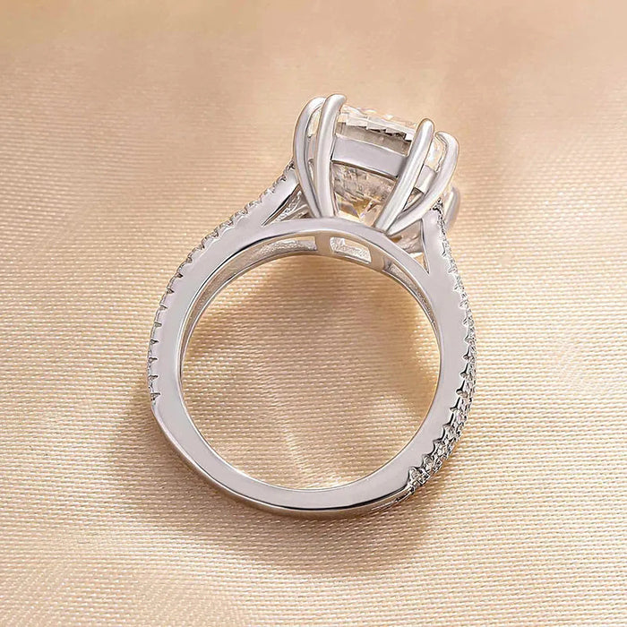 Anillo rectangular de lujo europeo y americano, anillo retro de doble capa para mujer