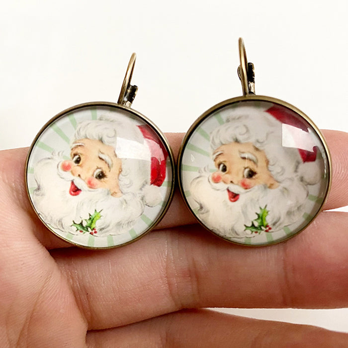 Christmas Snowman, Snowflake, and Santa Stud Earrings with Vintage Style