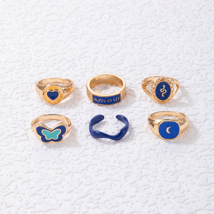 Vintage Skull Claw Eight-Piece Ring Set